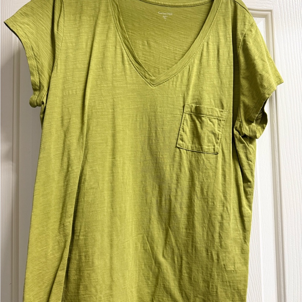 Garnet Hill Lime Weekender V-Neck Tee